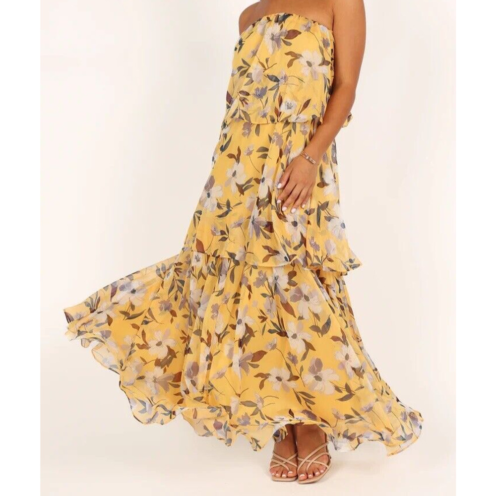 Petal & Pup Yellow Strapless Ruffled Maxi Dress NWT - Picture 4 of 12
